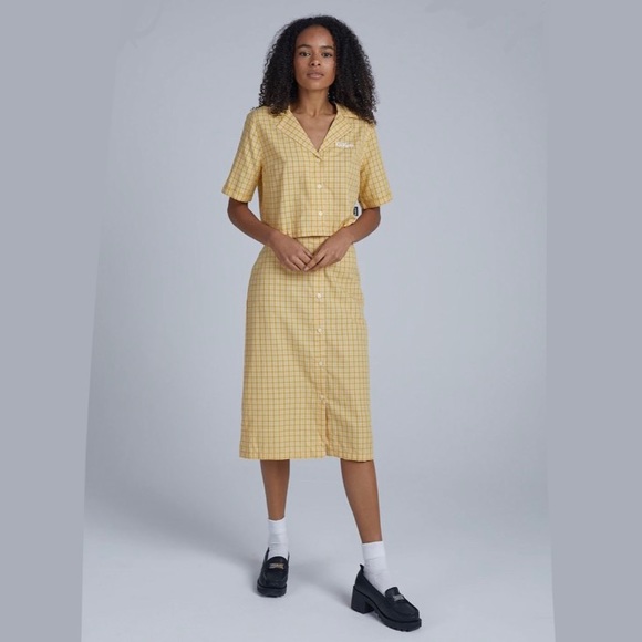 NWT Ragged Priest Kicker’s Yellow plaid Crop Collared Top and Midi Skirt Set - Picture 1 of 12